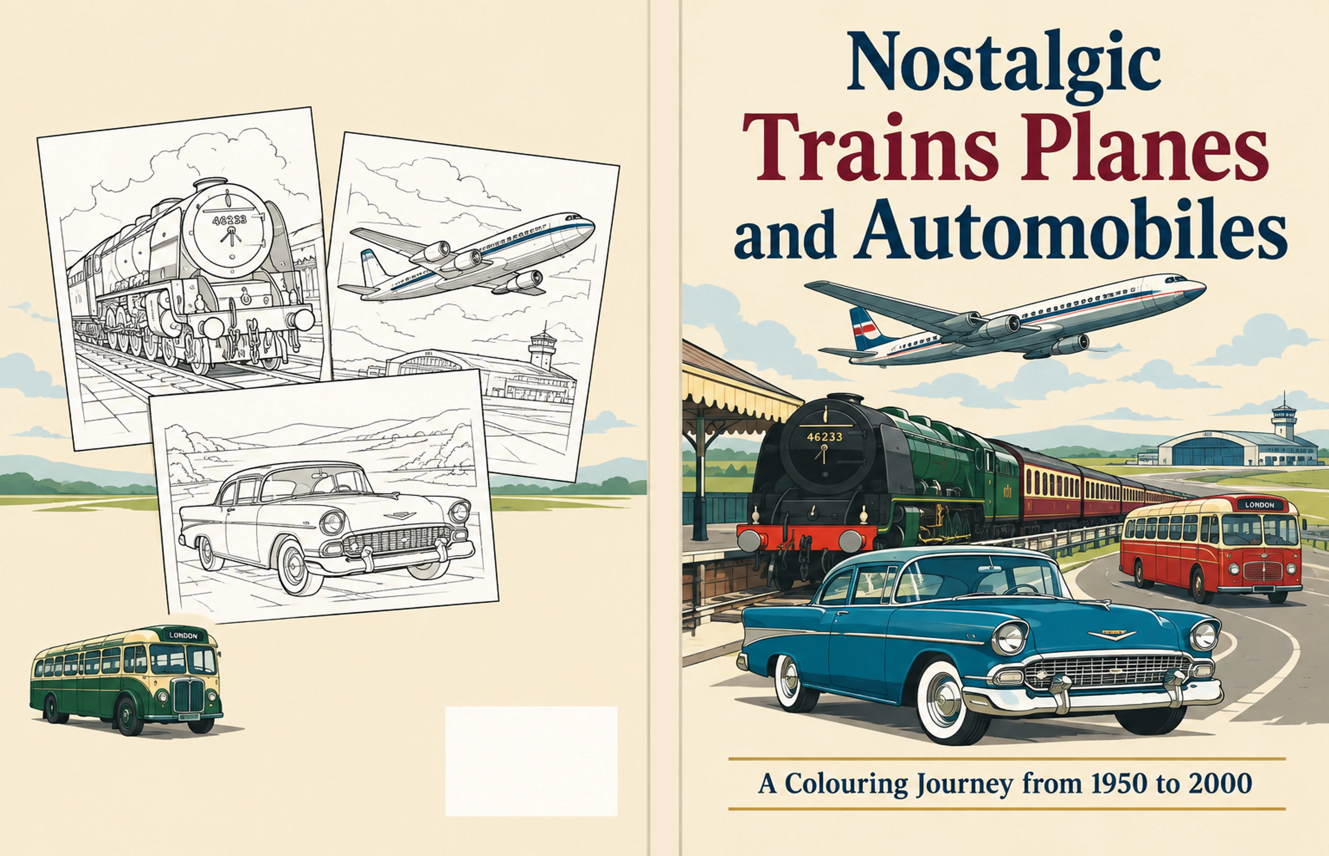 Actual wraparound Nostalgic Trains Planes and Automobiles cover used in the guide